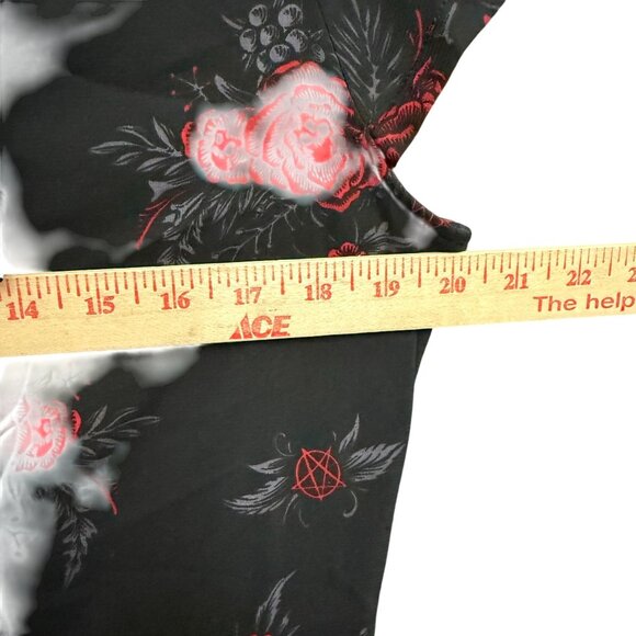 Killstar Gothic Rose Ruffle Mini Dress Velvet Peter Pan Collar Black Red - Picture 4 of 10